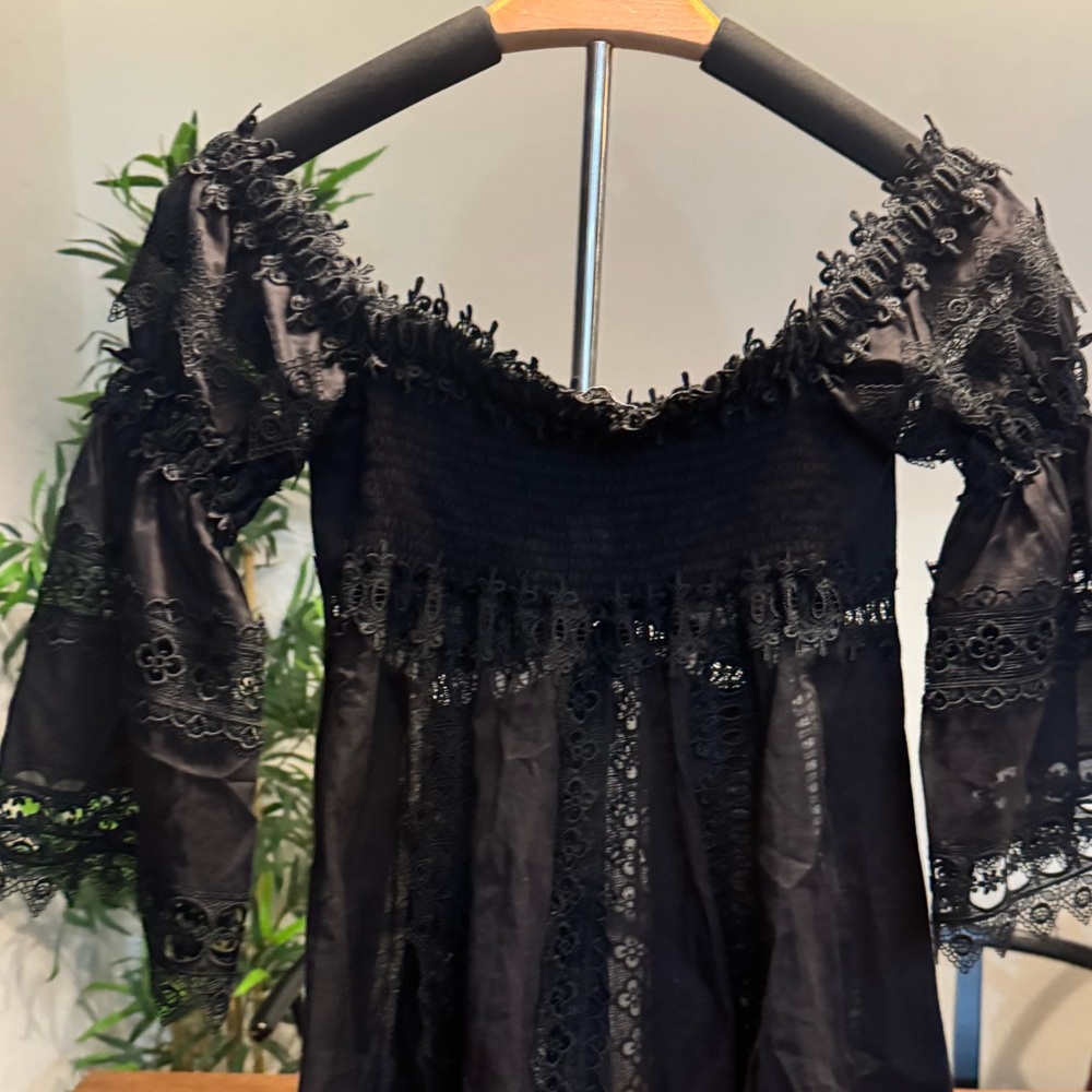 Elegant Black Lace Off-Shoulder Top